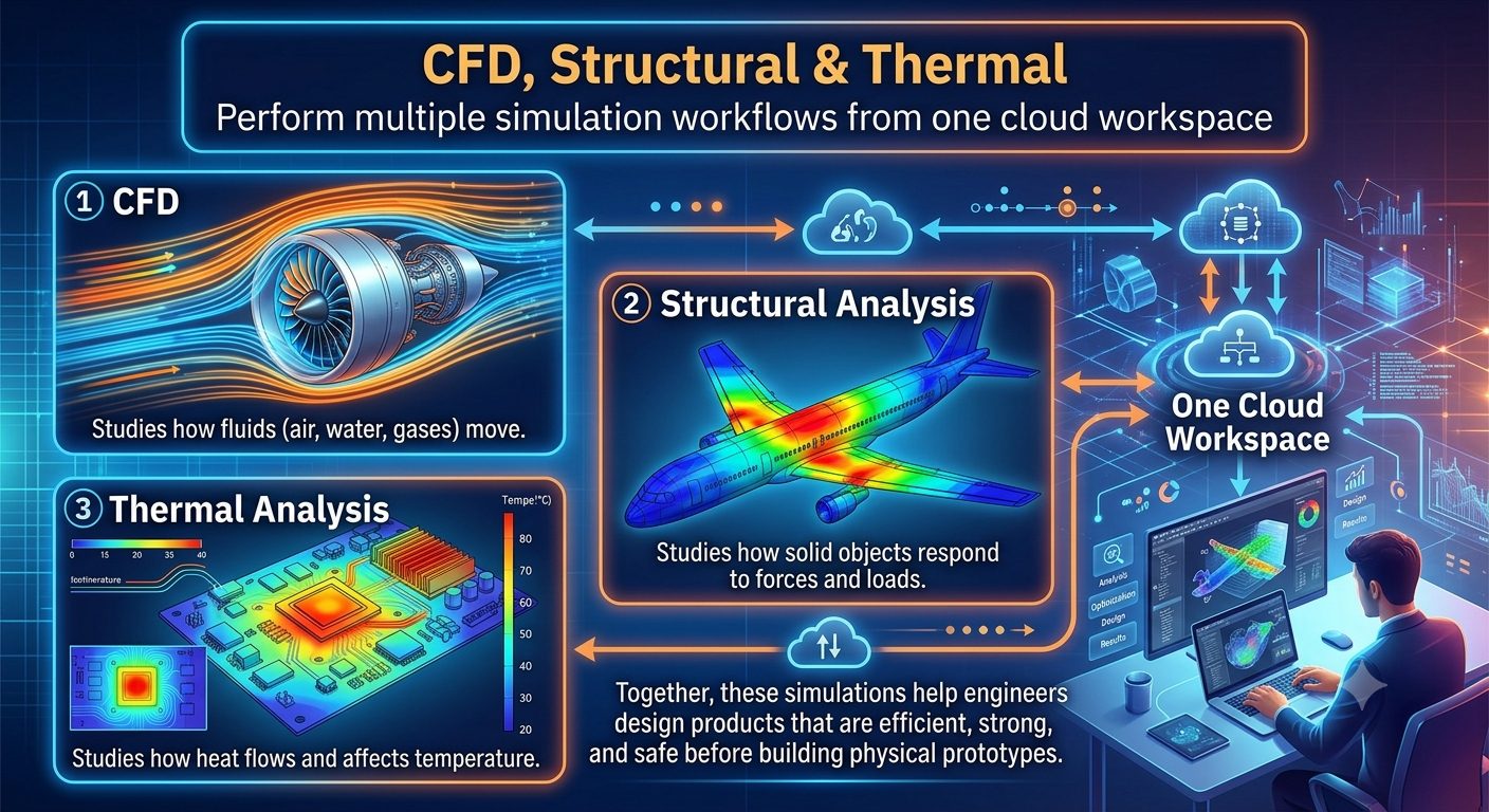 CFD, Structural & Thermal simulation workspace